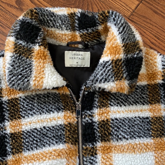 Fleece Sherpa Plaid Bomber Jacket - Picture 3 of 7